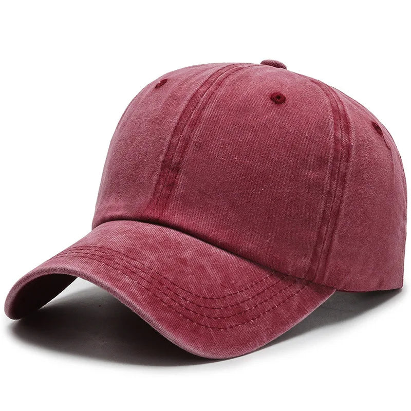 Washed Cotton Adjustable Solid Color Baseball Cap Women Men Unisex Couple Cap Fashion Dad Hat Snapback Cap High Quality